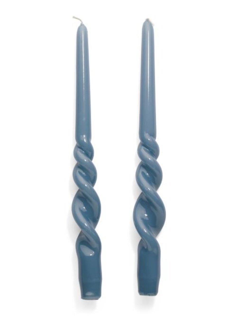 etúHOME 11in Lacquered Tall Twisted Taper Candles In Blue - Set of 2 - Italy